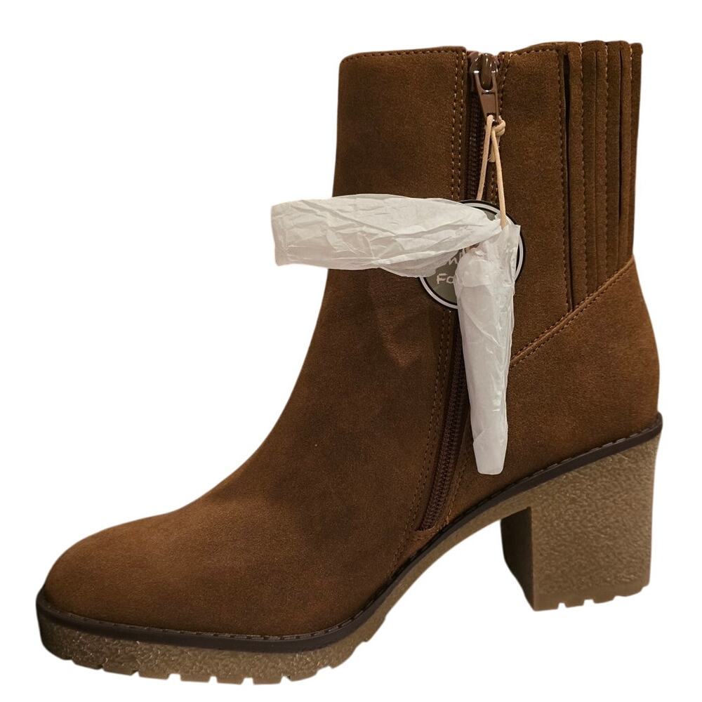 MIA Harlow Lug-Sole Block-Heel Chelsea Booties in Cognac Brown NEW Size 9 - Picture 6 of 10